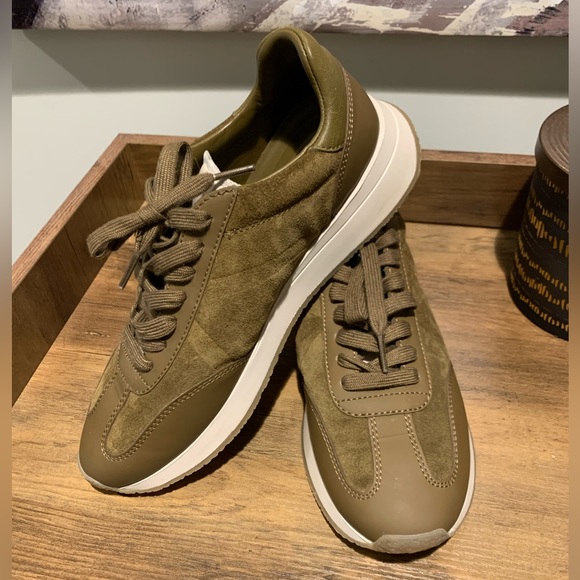 VINCE OHARA WOMEN'S OXFORD OLIVE LEATHER LACE UP SNEAKERS SZ 8 - Picture 4 of 12